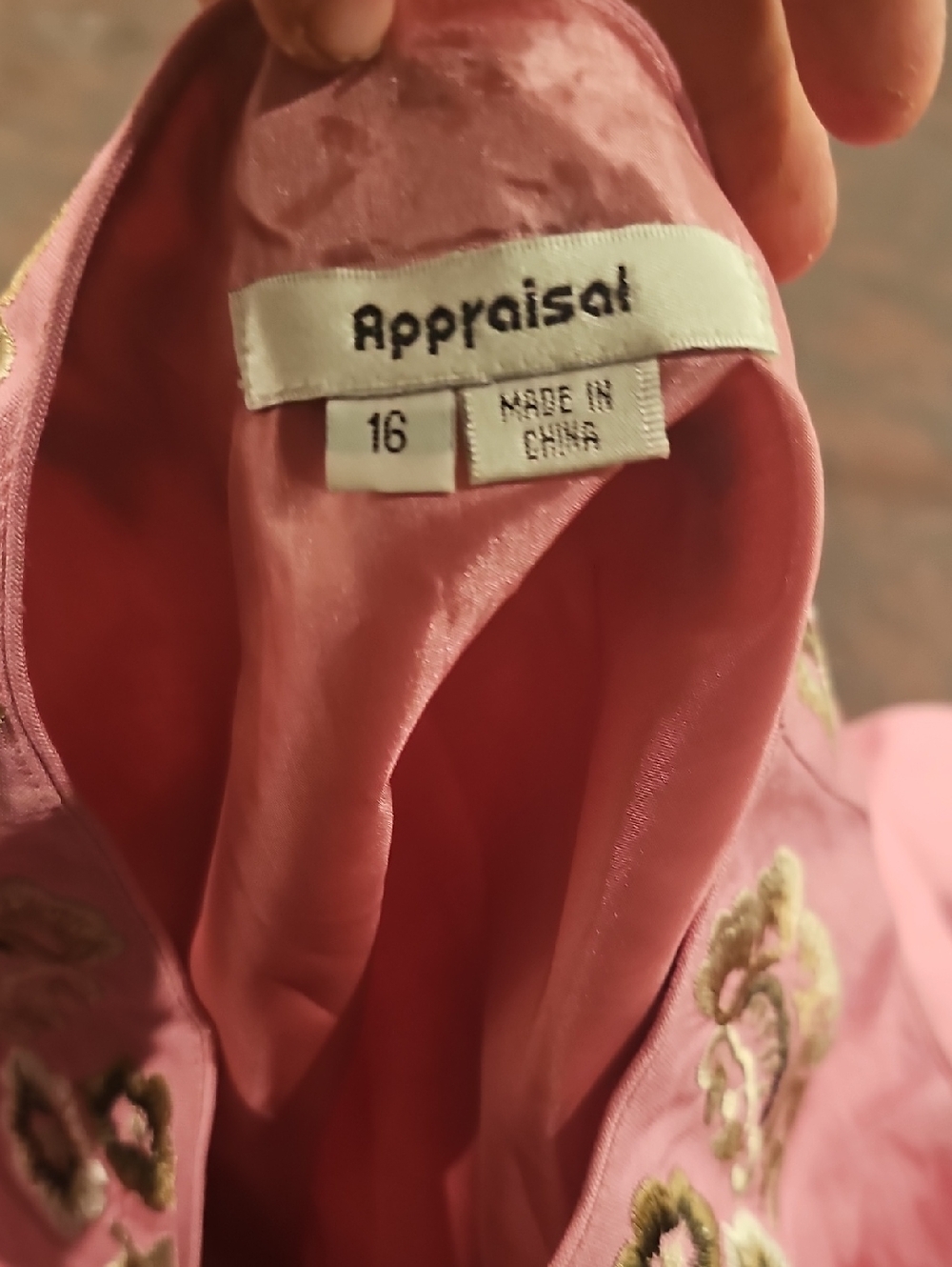 N Pink Embroidered Flowers Suit Sz 16 Appraisal Business Boho Casual Linen - Picture 4 of 4